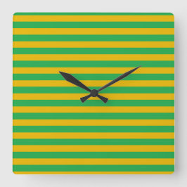 Reloj Cuadrado Bandas verdes y doradas
