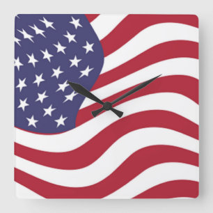 RELOJ CUADRADO BANDERA AMERICANA