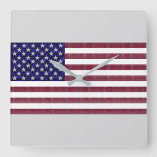 Reloj Cuadrado Bandera Americana