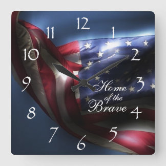 Reloj Cuadrado Bandera americana/casero que brillan intensamente