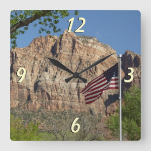 Reloj Cuadrado Bandera Americana en el Parque Nacional Zion I