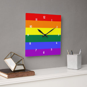 Reloj Cuadrado Bandera arco iris del Orgullo LGBT