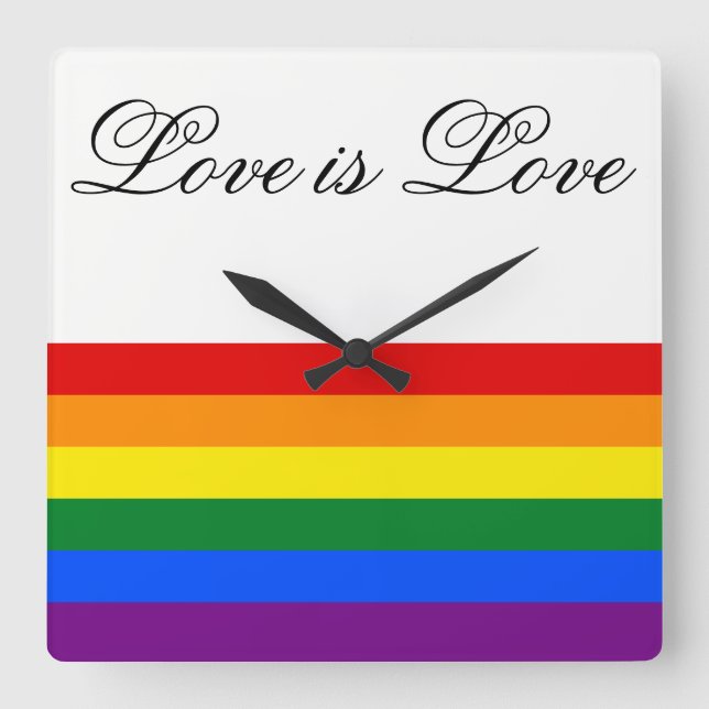 Reloj Cuadrado Bandera arcoiris de la igualdad de amor Orgullo Ga (Anverso)