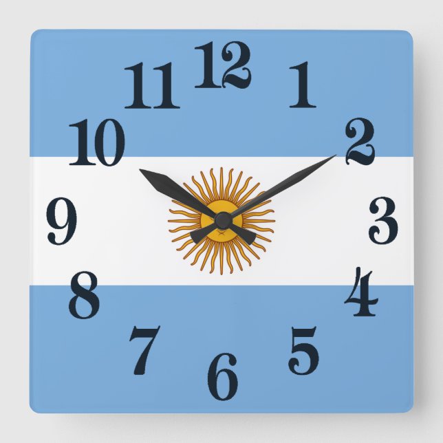 Reloj Cuadrado Bandera argentina Bandera De Argentina (Anverso)