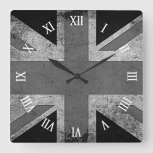 Reloj Cuadrado Bandera artística de Reino Unido del Grunge