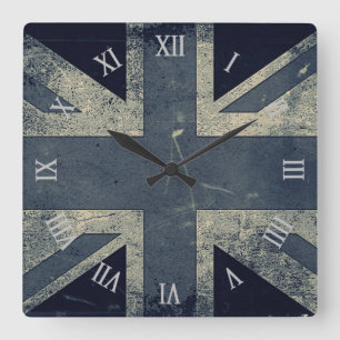 Reloj Cuadrado Bandera artística de Reino Unido del Grunge