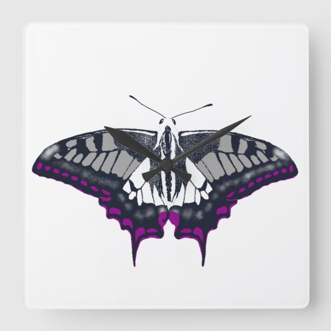 Reloj Cuadrado Bandera asexual mariposa de cerda (Anverso)
