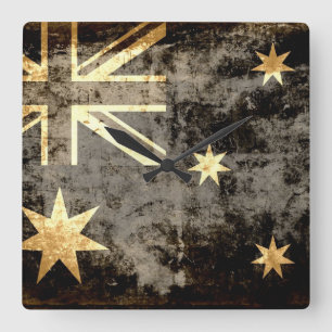 Reloj Cuadrado Bandera Australia Grunge 3