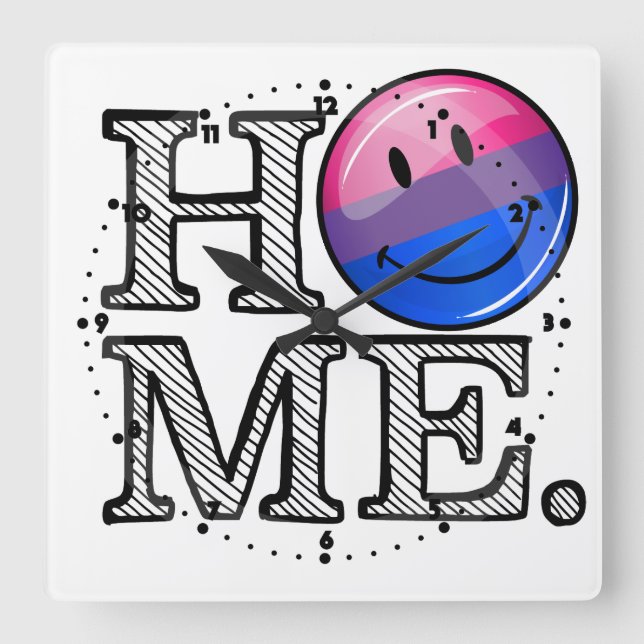 Reloj Cuadrado Bandera bisexual Calentamiento de hogares (Anverso)