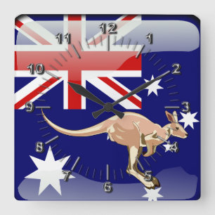 Reloj Cuadrado Bandera brillante australiana