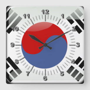 Reloj Cuadrado Bandera brillante coreana
