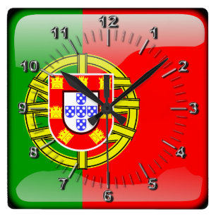 Reloj Cuadrado Bandera brillante de Portugal