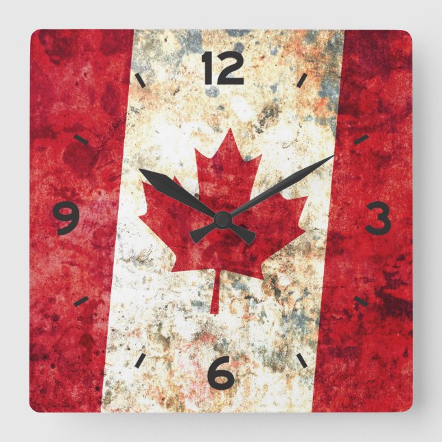 Reloj Cuadrado Bandera canadiense (Anverso)
