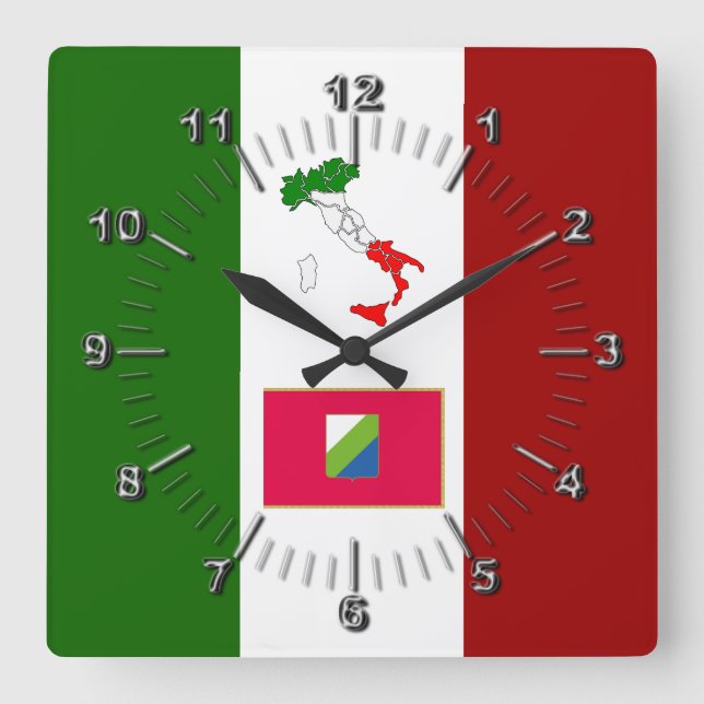 Reloj Cuadrado Bandera de Abruzzo (Italia) (Anverso)