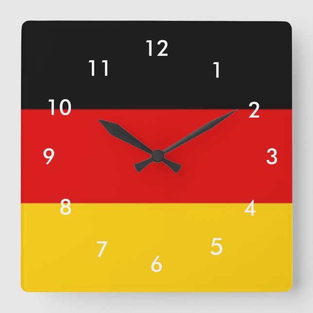 Reloj Cuadrado Bandera de Alemania (Anverso)