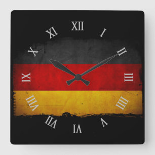 Reloj Cuadrado Bandera de Alemania del Grunge del vintage