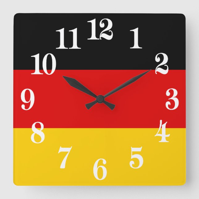Reloj Cuadrado Bandera de Alemania - Deutschland (Anverso)