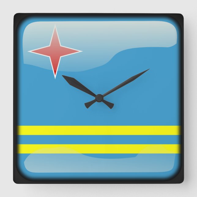 Reloj Cuadrado Bandera de Aruba (Anverso)