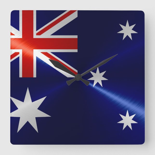 Reloj Cuadrado Bandera de Australia Metalizado metálica (Anverso)