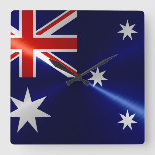 Reloj Cuadrado Bandera de Australia Metalizado metálica