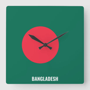 Reloj Cuadrado Bandera de Bangladesh deslumbrante patriótico