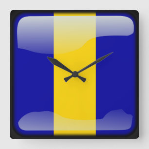Reloj Cuadrado Bandera de Barbados