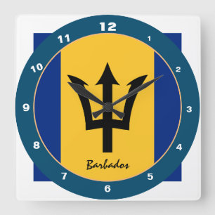 Reloj Cuadrado Bandera de Barbados y diseño moderno