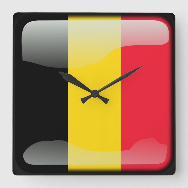 Reloj Cuadrado Bandera de Bélgica (Anverso)