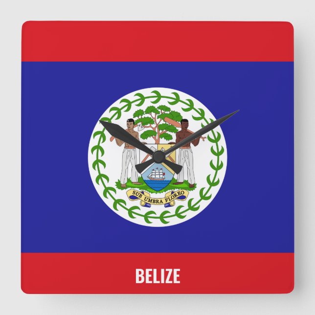 Reloj Cuadrado Bandera de Belice deslumbrante patriótico (Anverso)