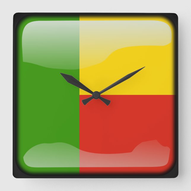 Reloj Cuadrado Bandera de Benín (Anverso)