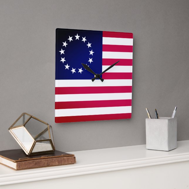 Reloj Cuadrado Bandera de Betsy Ross (Oficina)