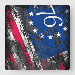 Reloj Cuadrado Bandera de Betsy Ross 1776 Patriótica 4 de julio