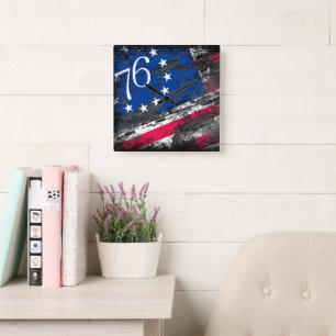 Reloj Cuadrado Bandera de Betsy Ross 1776 Patriótica 4 de julio