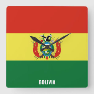 Reloj Cuadrado Bandera de Bolivia deslumbrando al patriótico