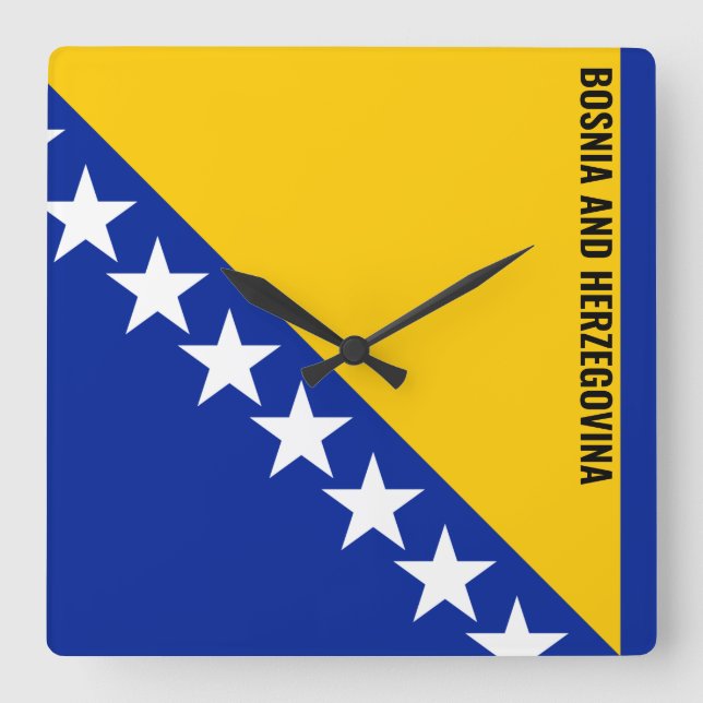 Reloj Cuadrado Bandera de Bosnia y Herzegovina deslumbrante patri (Anverso)