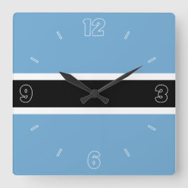 Reloj Cuadrado Bandera de Botsuana azul números blancos patriótic