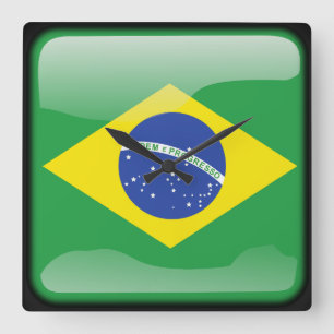 Reloj Cuadrado Bandera de Brasil