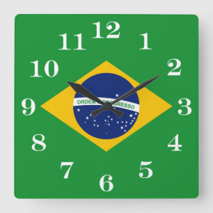 Reloj Cuadrado Bandera de Brasil Bandeira do Brasil