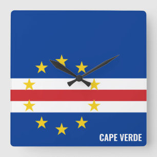Reloj Cuadrado Bandera de Cabo Verde deslumbrante patriótico