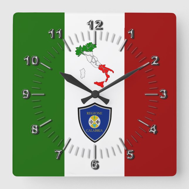 Reloj Cuadrado Bandera de Calabria (Italia) (Anverso)