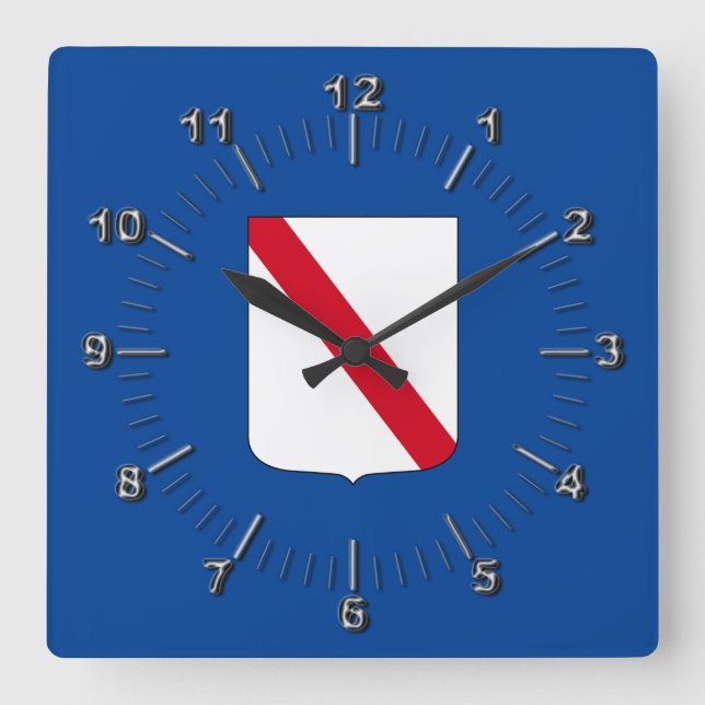 Reloj Cuadrado Bandera de Campania (Italia) (Anverso)