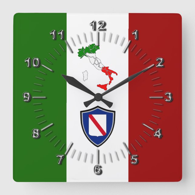 Reloj Cuadrado Bandera de Campania (Italia) (Anverso)