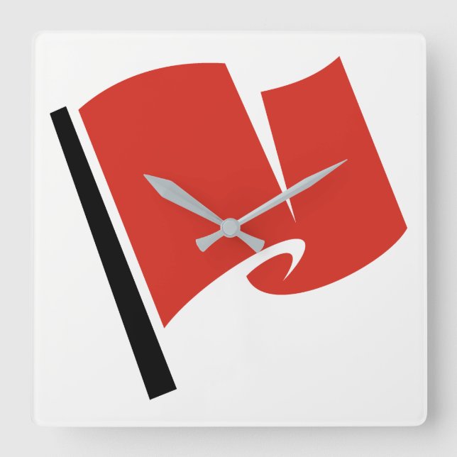 Reloj Cuadrado Bandera de Carreras roja (Anverso)