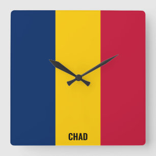 Reloj Cuadrado Bandera de Chad deslumbrando patriótico