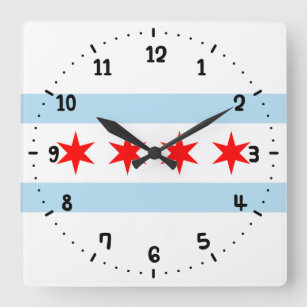 Reloj Cuadrado Bandera de Chicago, Illinois