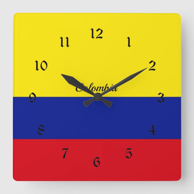 Reloj Cuadrado Bandera de Colombia (Anverso)