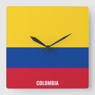 Reloj Cuadrado Bandera de Colombia deslumbrando al patriótico