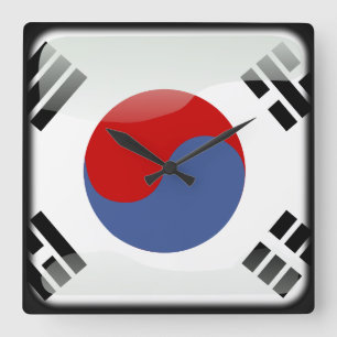 Reloj Cuadrado Bandera de Corea del Sur