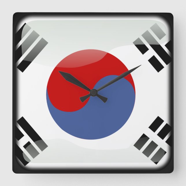 Reloj Cuadrado Bandera de Corea del Sur (Anverso)