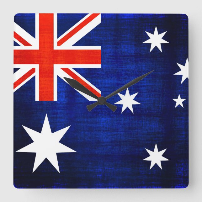 Reloj Cuadrado Bandera de cosecha Australia 2 (Anverso)